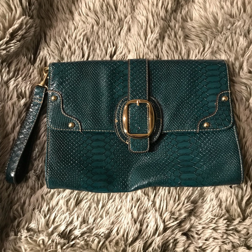 Faux Alligator Skin Clutch